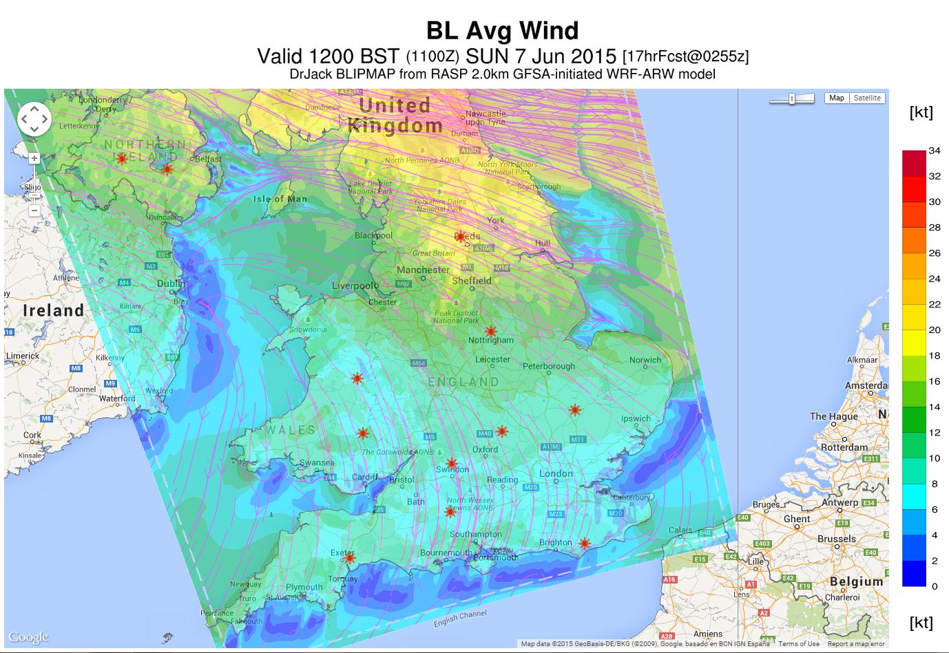 RASP average wind forecast